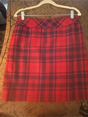 Talbots Red and Blue Plaid A-Line wrap Skirt